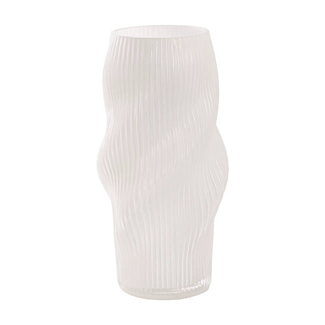Glass Ripple Twist High Vase White (15x11TDx30cmH)