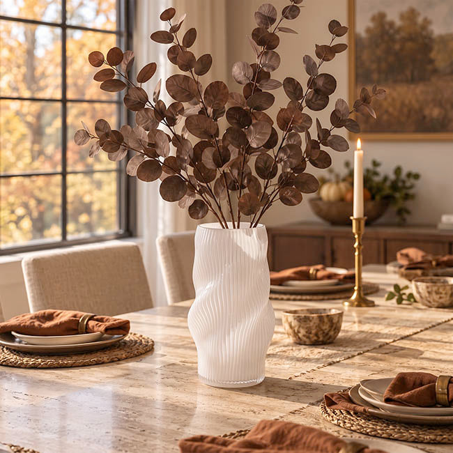 Glass Ripple Twist High Vase White (15x11TDx30cmH)