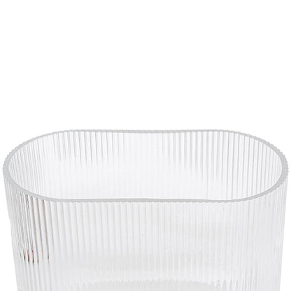 Glass Ribbed Flat Oval Vase Clear (9x20x18cmH)