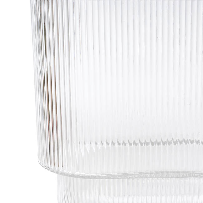Glass Ribbed Flat Oval Vase Clear (9x20x18cmH)