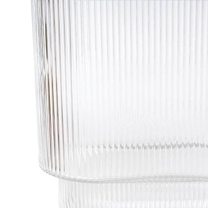 Glass Ribbed Flat Oval Vase Clear (9x20x18cmH)