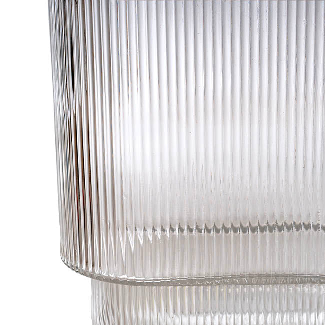 Glass Ribbed Flat Oval Vase Dark Grey (9x20x18cmH)