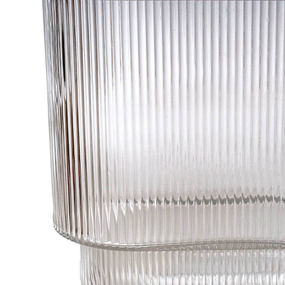 Glass Ribbed Flat Oval Vase Dark Grey (9x20x18cmH)