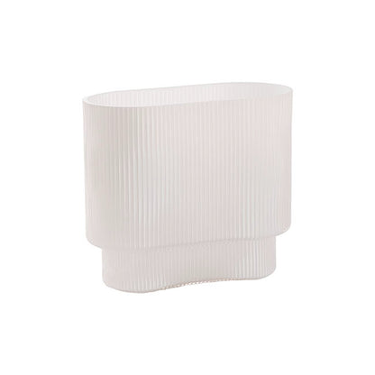 Glass Ribbed Flat Oval Vase White (9x20x18cmH)