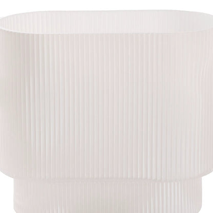 Glass Ribbed Flat Oval Vase White (9x20x18cmH)