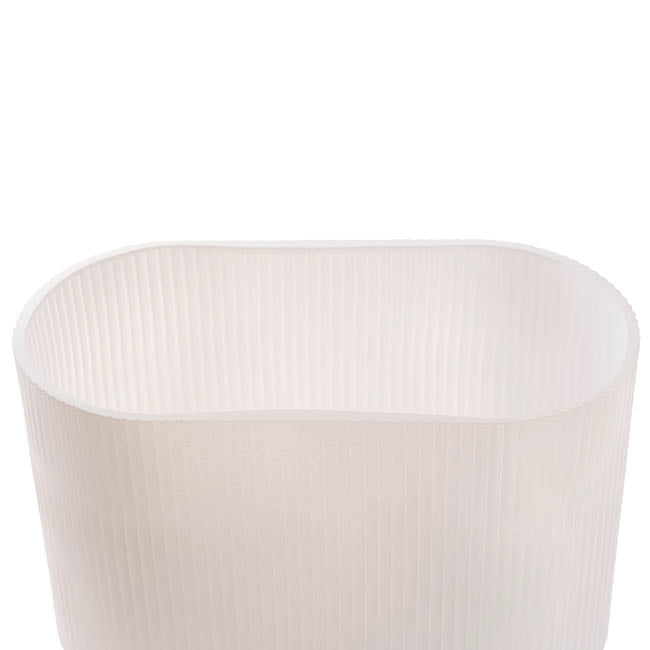 Glass Ribbed Flat Oval Vase White (9x20x18cmH)