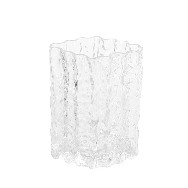 Glass Ripple Diamond Texture Vase Clear (15x22cmH)