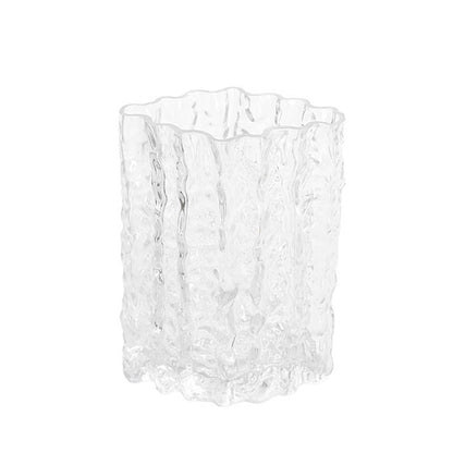 Glass Ripple Diamond Texture Vase Clear (15x22cmH)