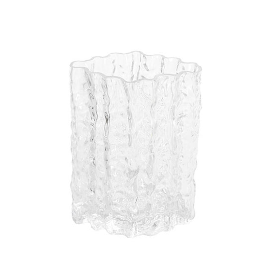 Glass Ripple Diamond Texture Vase Clear (15x22cmH)