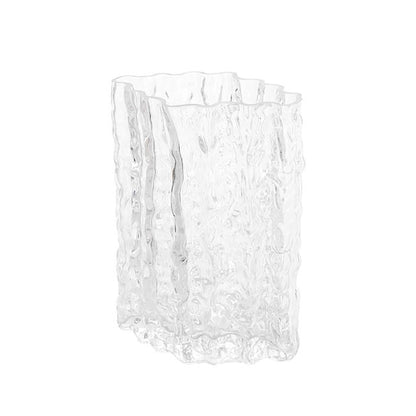 Glass Ripple Diamond Texture Vase Clear (15x22cmH)