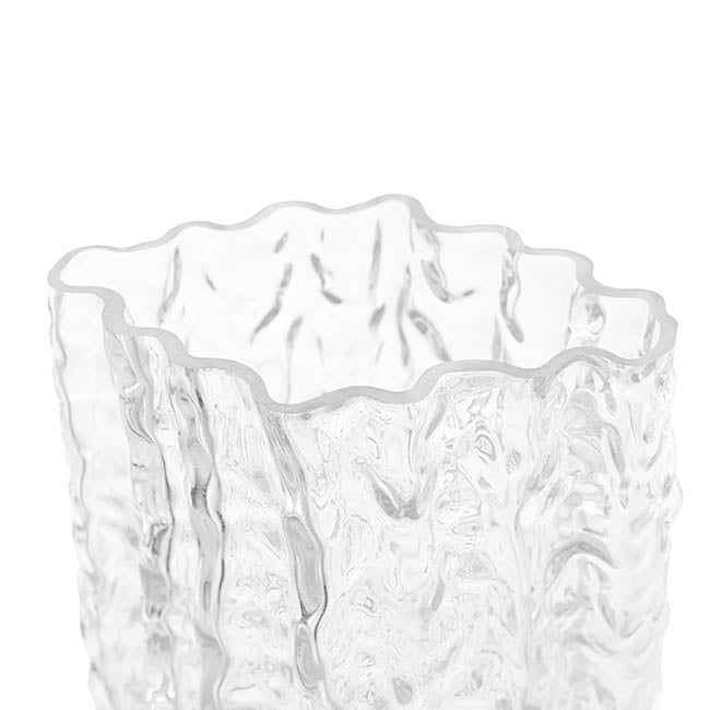 Glass Ripple Diamond Texture Vase Clear (15x22cmH)