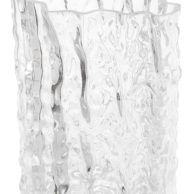 Glass Ripple Diamond Texture Vase Clear (15x22cmH)