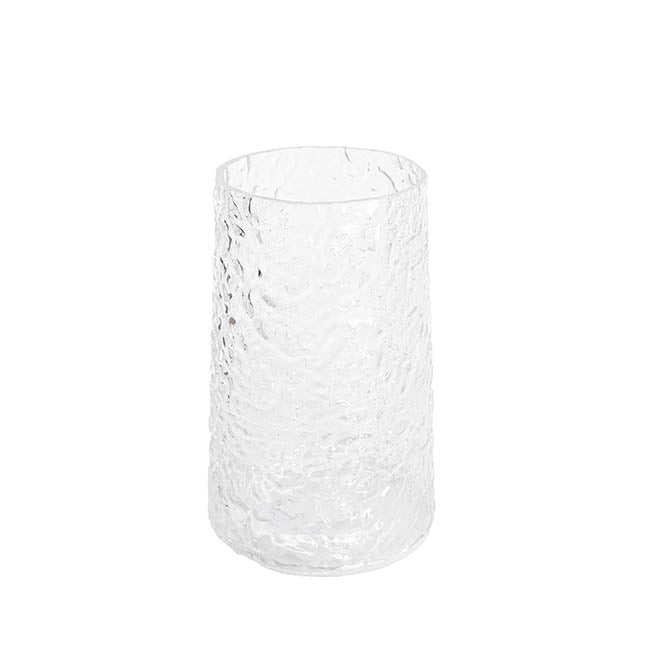 Glass Ripple Cone Texture Vase Clear (13x20cmH)