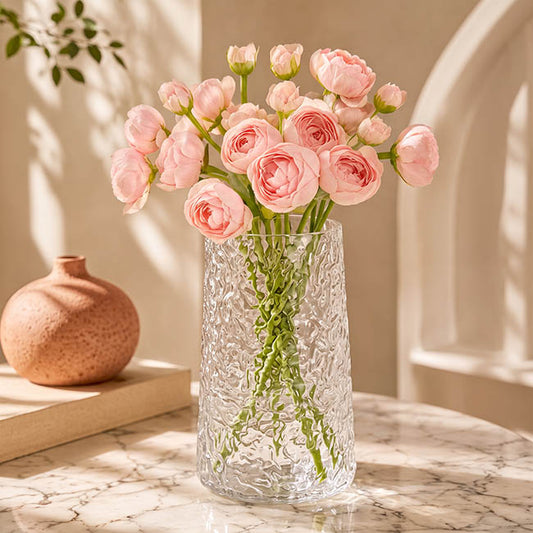 Glass Ripple Cone Texture Vase Clear (13x20cmH)
