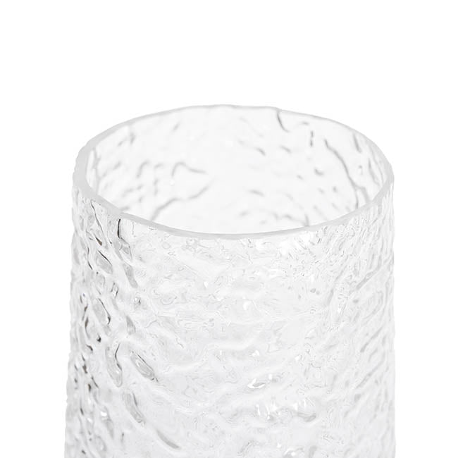 Glass Ripple Cone Texture Vase Clear (13x20cmH)