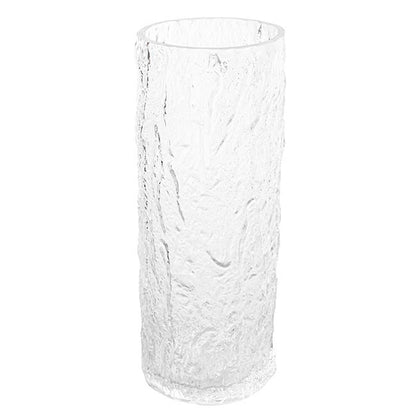Glass Ripple Cylinder Texture Vase Clear (12x30cmH)
