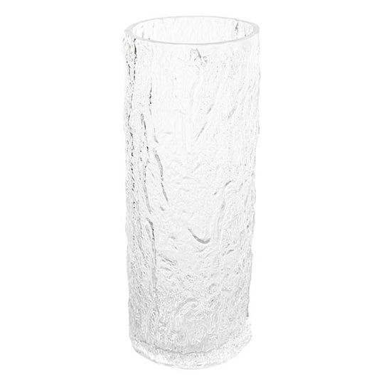 Glass Ripple Cylinder Texture Vase Clear (12x30cmH)