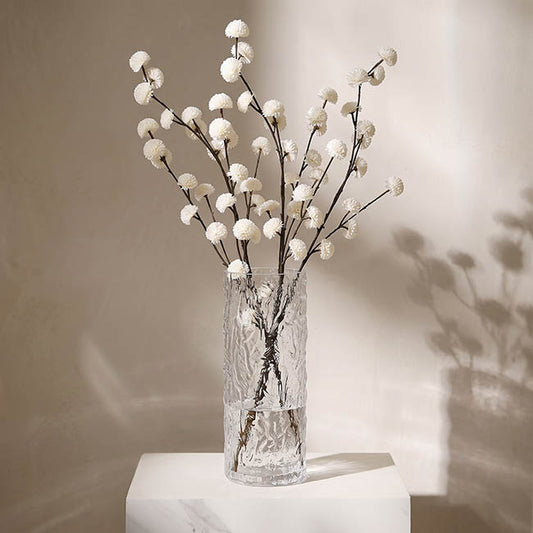 Glass Ripple Cylinder Texture Vase Clear (12x30cmH)