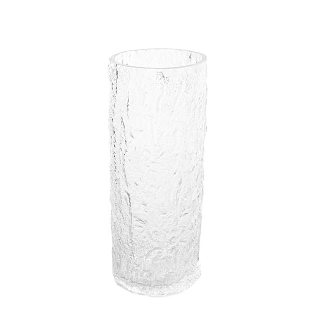 Glass Ripple Cylinder Texture Vase Clear (10x25cmH)