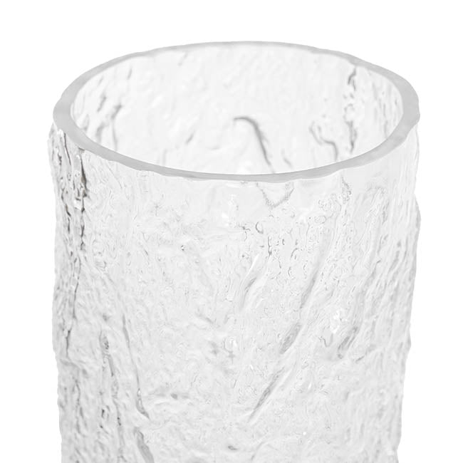 Glass Ripple Cylinder Texture Vase Clear (10x25cmH)