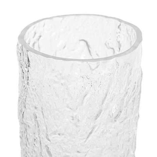 Glass Ripple Cylinder Texture Vase Clear (10x25cmH)