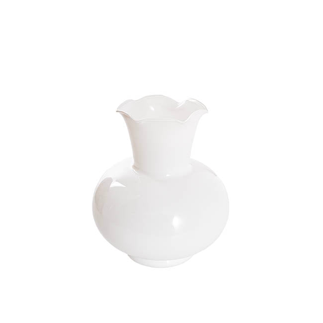 Glass Pomegranate Posy Vase Solid White (17x20cmH)