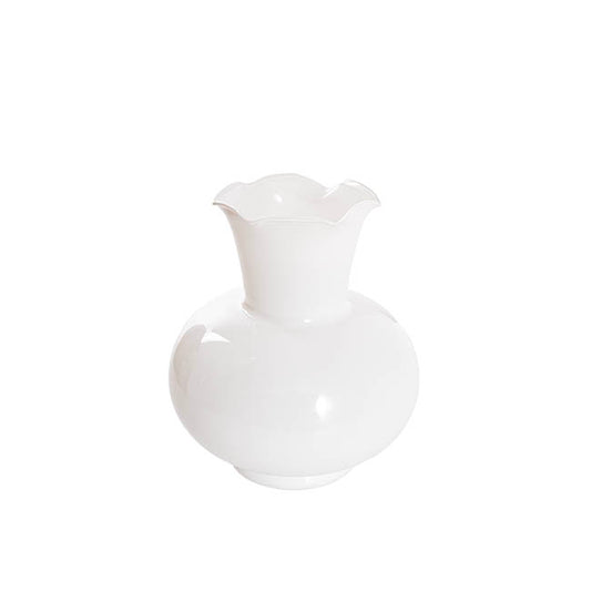 Glass Pomegranate Posy Vase Solid White (17x20cmH)