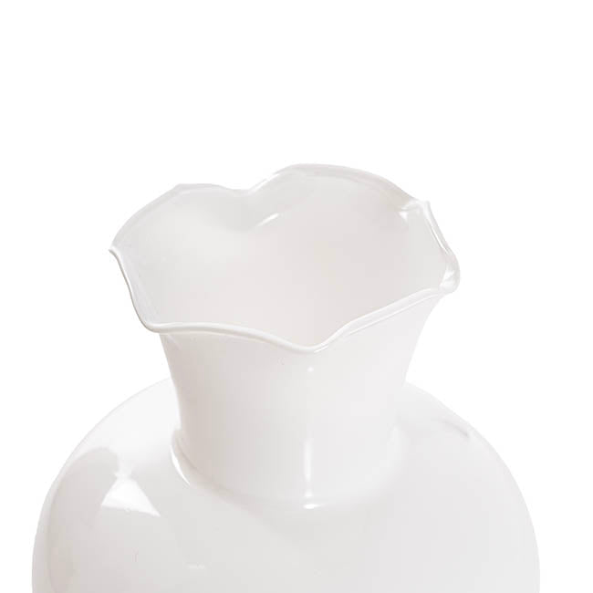 Glass Pomegranate Posy Vase Solid White (17x20cmH)