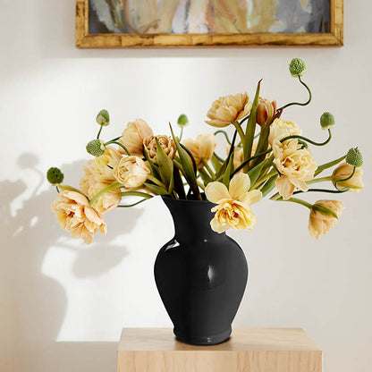Glass Ginger Vase Solid Black (17x28cmH)