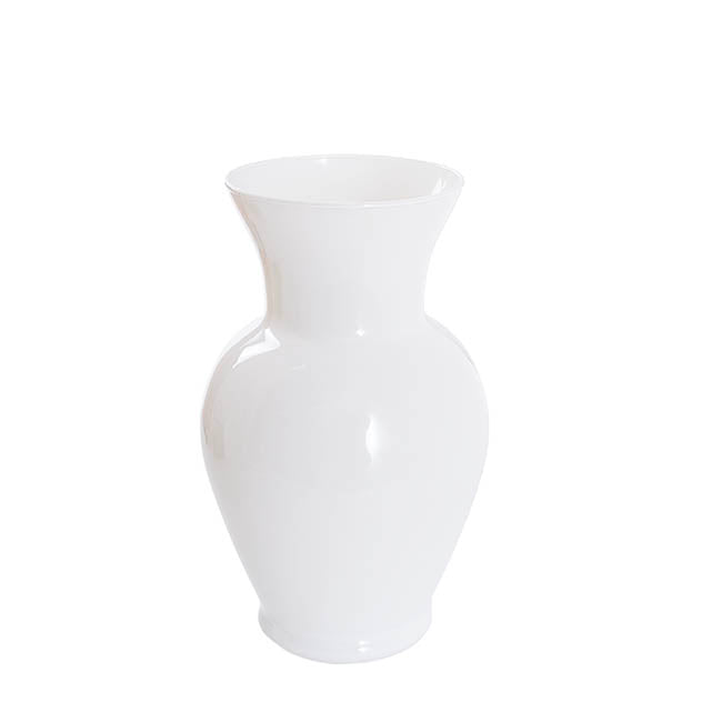 Glass Ginger Vase Solid White (17x28cmH)