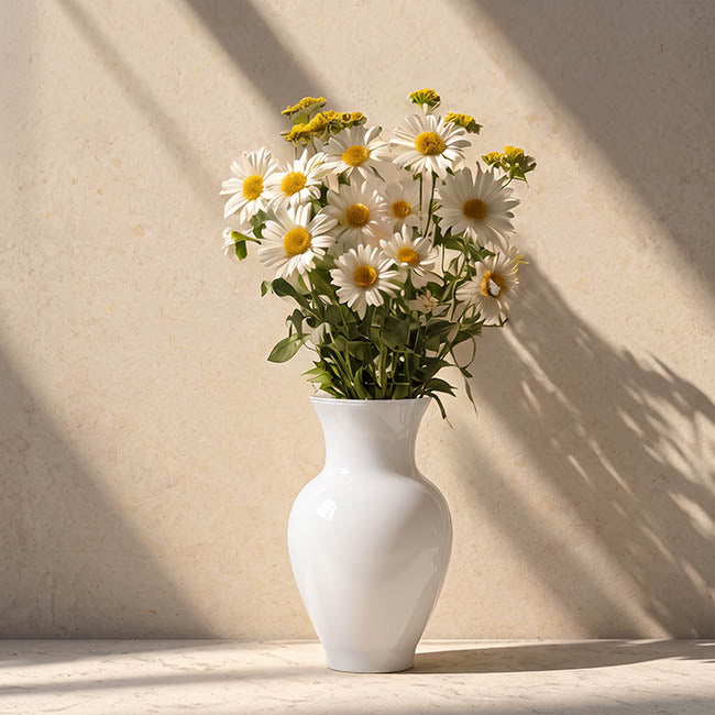 Glass Ginger Vase Solid White (17x28cmH)