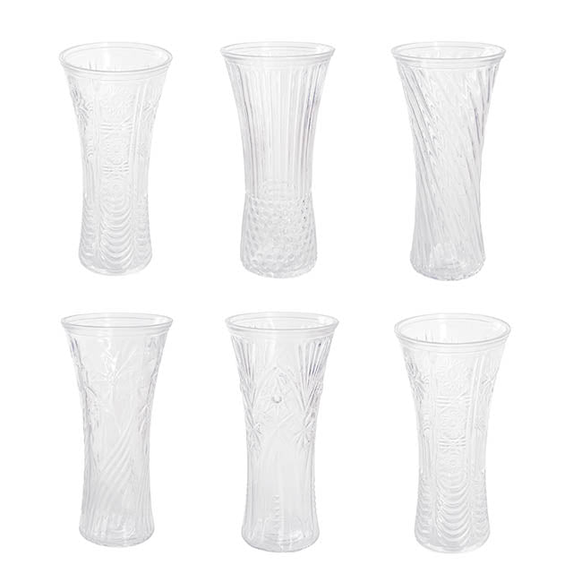 Glass Ripple Concaved Vase Clear (14x30cmH)
