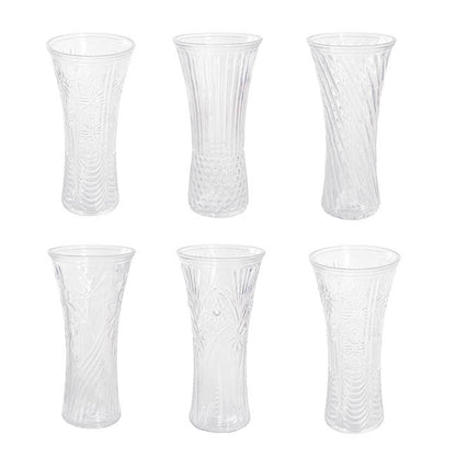Glass Ripple Concaved Vase Clear (14x30cmH)