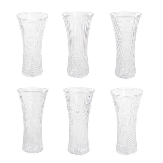 Glass Concaved Vase Clear (14Dx30cmH) Assorted Box of 6