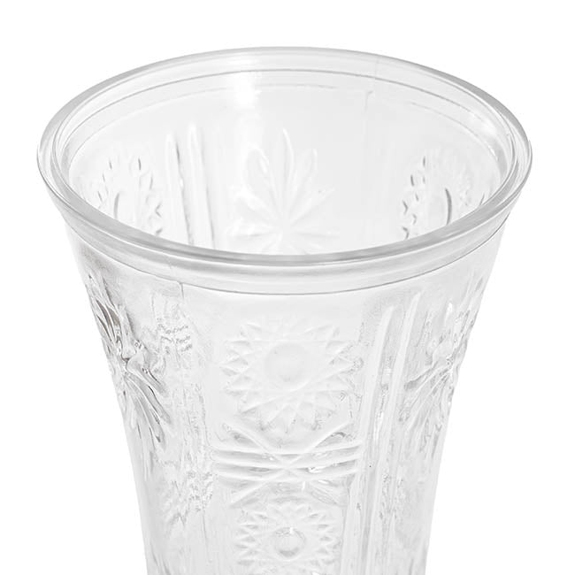 Glass Ripple Concaved Vase Clear (14x30cmH)