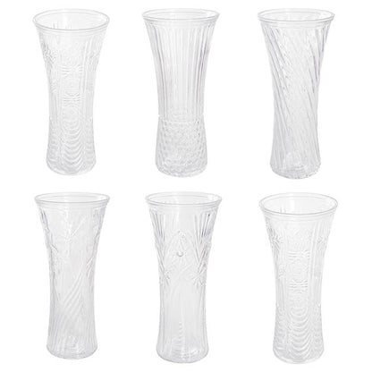 Glass Concaved Vase Clear (15Dx35cmH) Assorted Box of 6