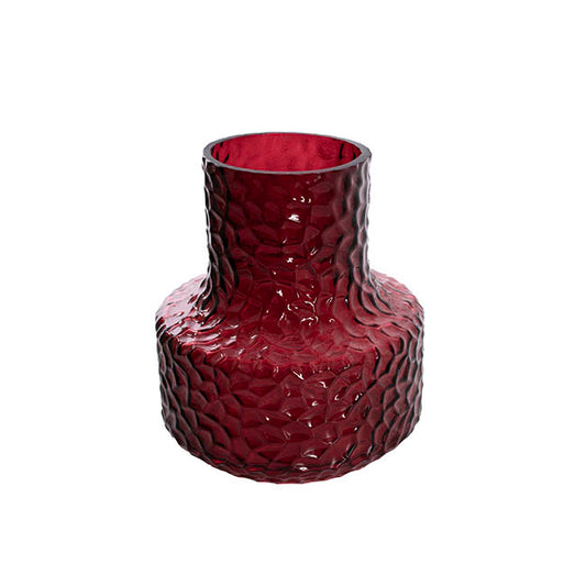 Glass Vintage Hammered Vase Burgundy (9x15x18cmH)