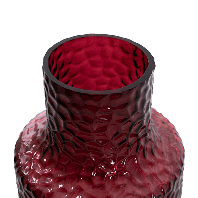 Glass Vintage Hammered Vase Burgundy (9x15x18cmH)
