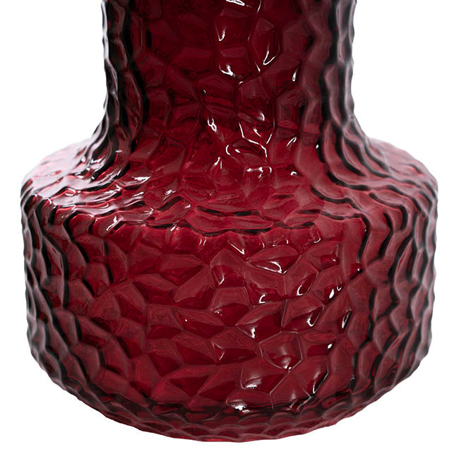 Glass Vintage Hammered Vase Burgundy (9x15x18cmH)