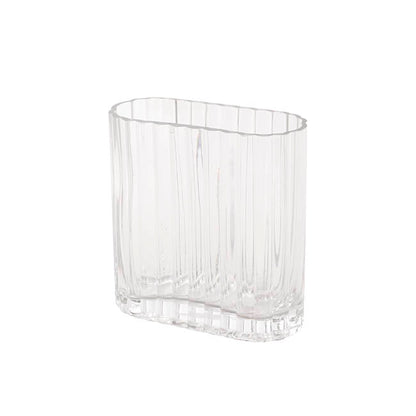 Glass Concordia Vase Oval Ribbed (14Dx7Wx14cmH)