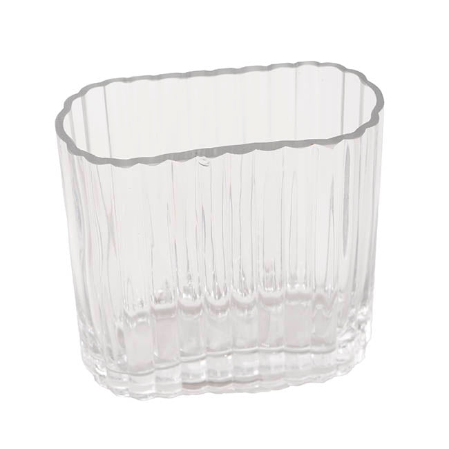 Glass Concordia Vase Oval Ribbed (14Dx7Wx14cmH)