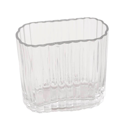 Glass Concordia Vase Oval Ribbed (14Dx7Wx14cmH)