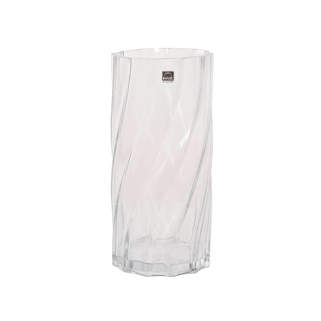 Glass Swirl Cylinder Vase Clear (12Dx25cmH)