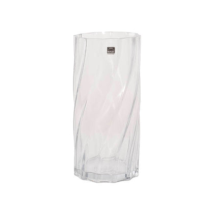 Glass Swirl Cylinder Vase Clear (12Dx25cmH)