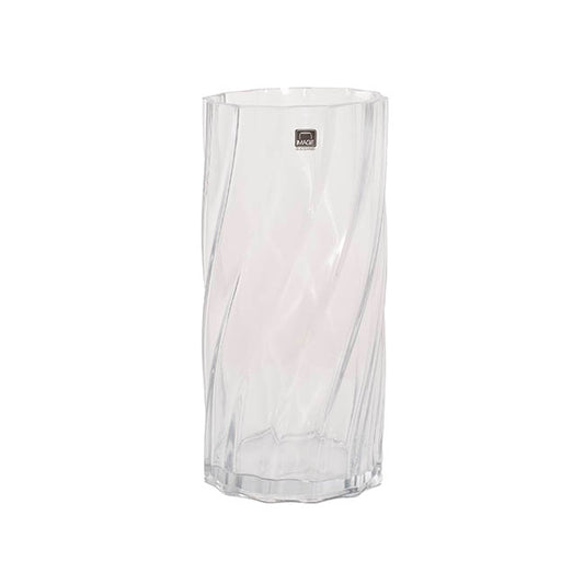 Glass Swirl Cylinder Vase Clear (12Dx25cmH)