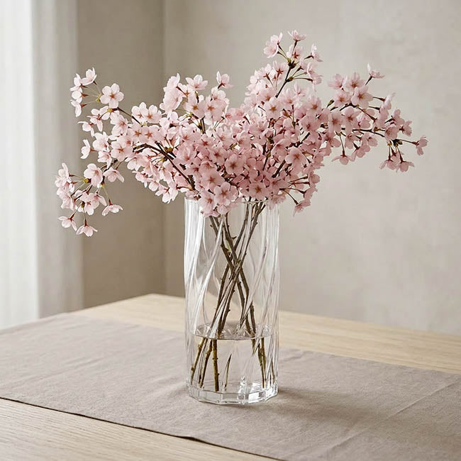 Glass Swirl Cylinder Vase Clear (12Dx25cmH)