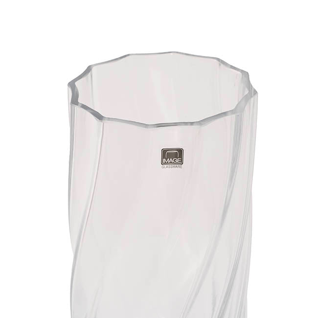 Glass Swirl Cylinder Vase Clear (12Dx25cmH)