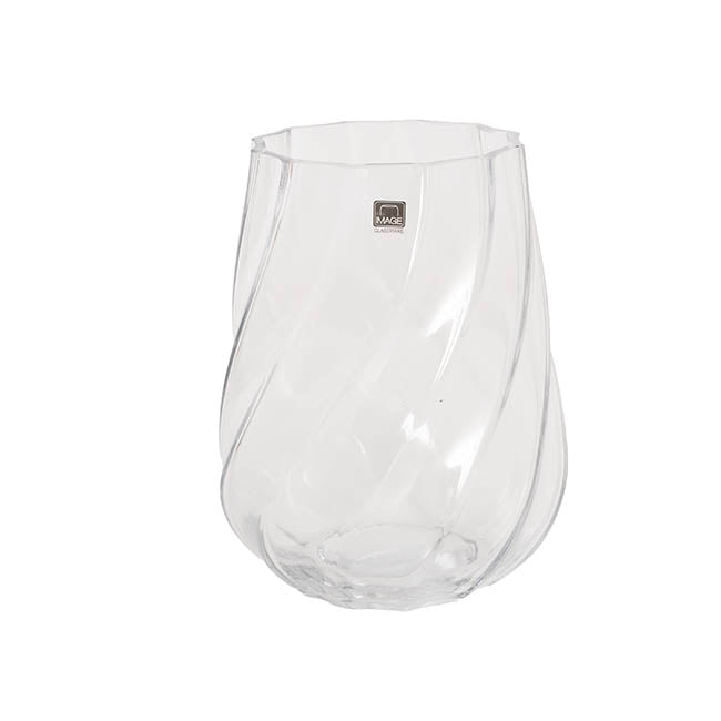 Glass Swirl Belly Vase Clear (12TDx15.8Dx25cmH)