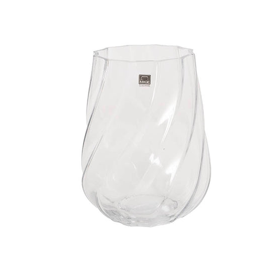 Glass Swirl Belly Vase Clear (12TDx15.8Dx25cmH)
