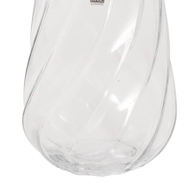 Glass Swirl Belly Vase Clear (12TDx15.8Dx25cmH)